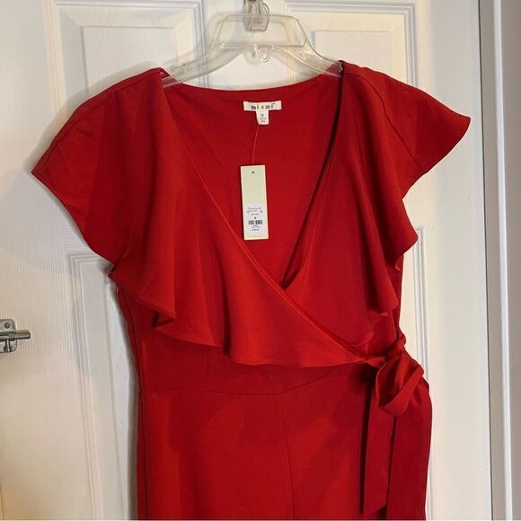 Francesca’s Miami Red Wide Leg Jumpsuit Size Medium - Picture 5 of 12